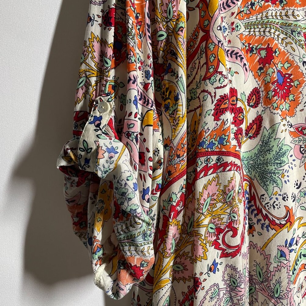 Grand & Greene New York Womens Multicolor Floral Paisley Boho Blouse Top Sz 2X - Picture 6 of 11